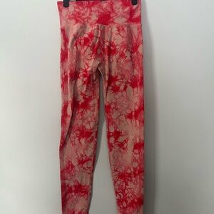 Vibrant Red Tie-Dye Women's Leggings